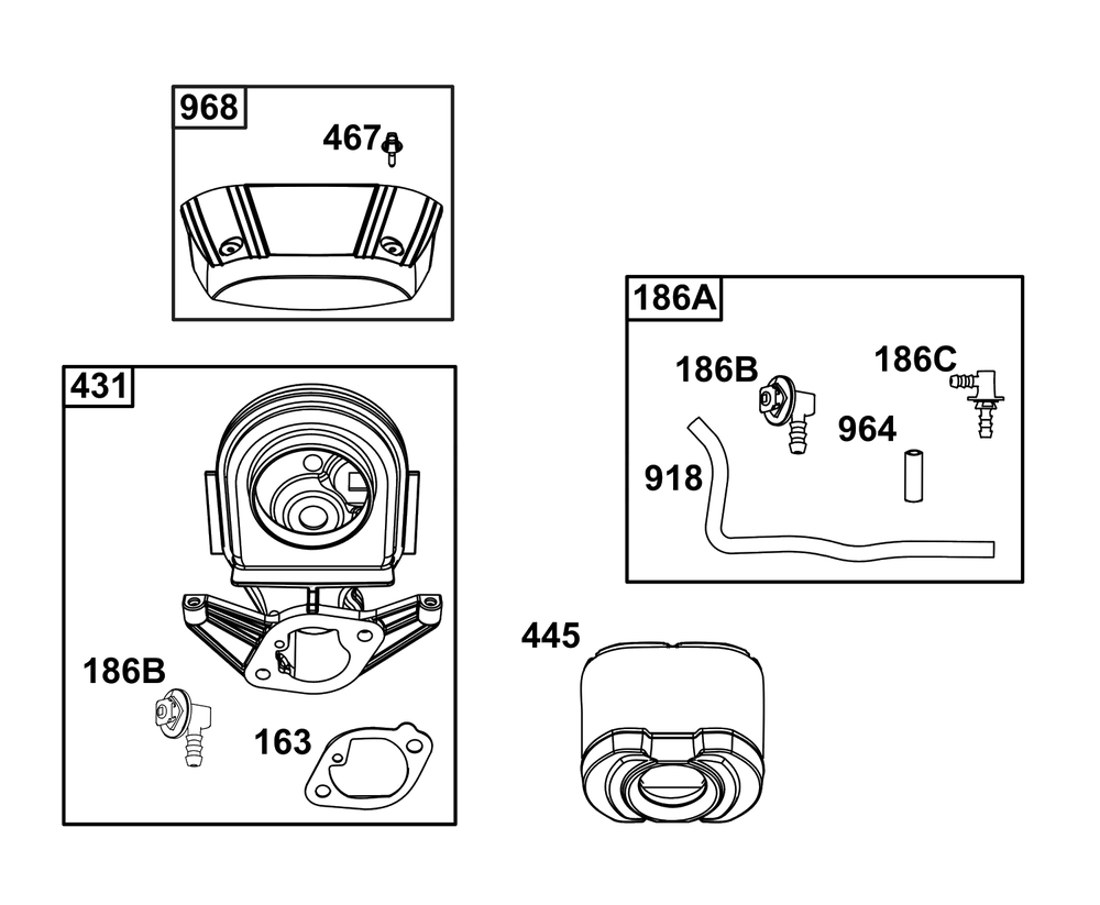 Air Cleaner Group Diagram and Parts List for 40U877-0020-G1  Briggs and Stratton Engine